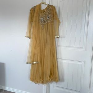 Nudish colored maxi dress very light and beautiful